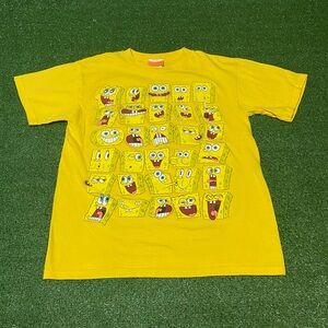 Vintage 00s SpongeBob SquarePants Facial Expressions T-Shirt Medium Yellow Y2K